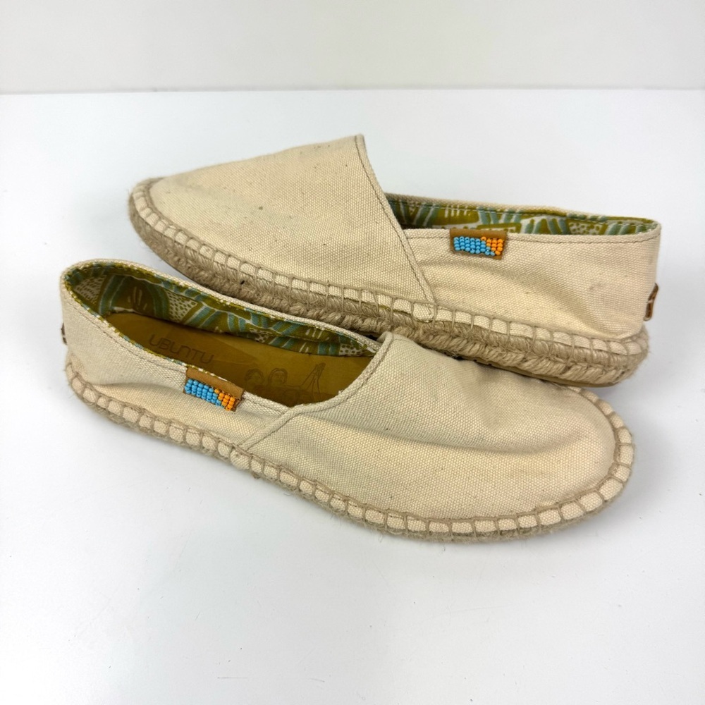 Ubuntu Life Natural Afridrilles Handmade Canvas Espadrille Shoes Flats Sz 7.5